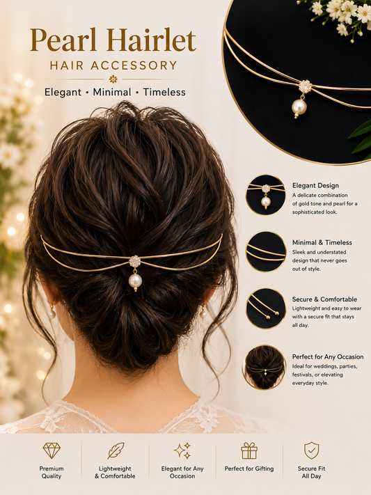 Pearl Drop Hair Vine – Elegant Gold Bridal Hair Accessory with Crystal Centerpiece
