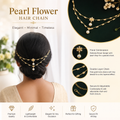 Pearl Flower Hair Chain – Elegant Gold Bridal Hair Jewelry with Pearl Drop