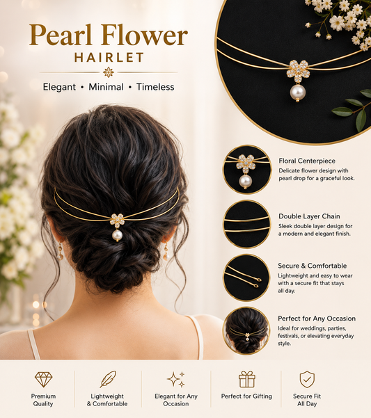 Pearl Blossom Double Layer Hair Vine | Gold Bridal Hair Accessory